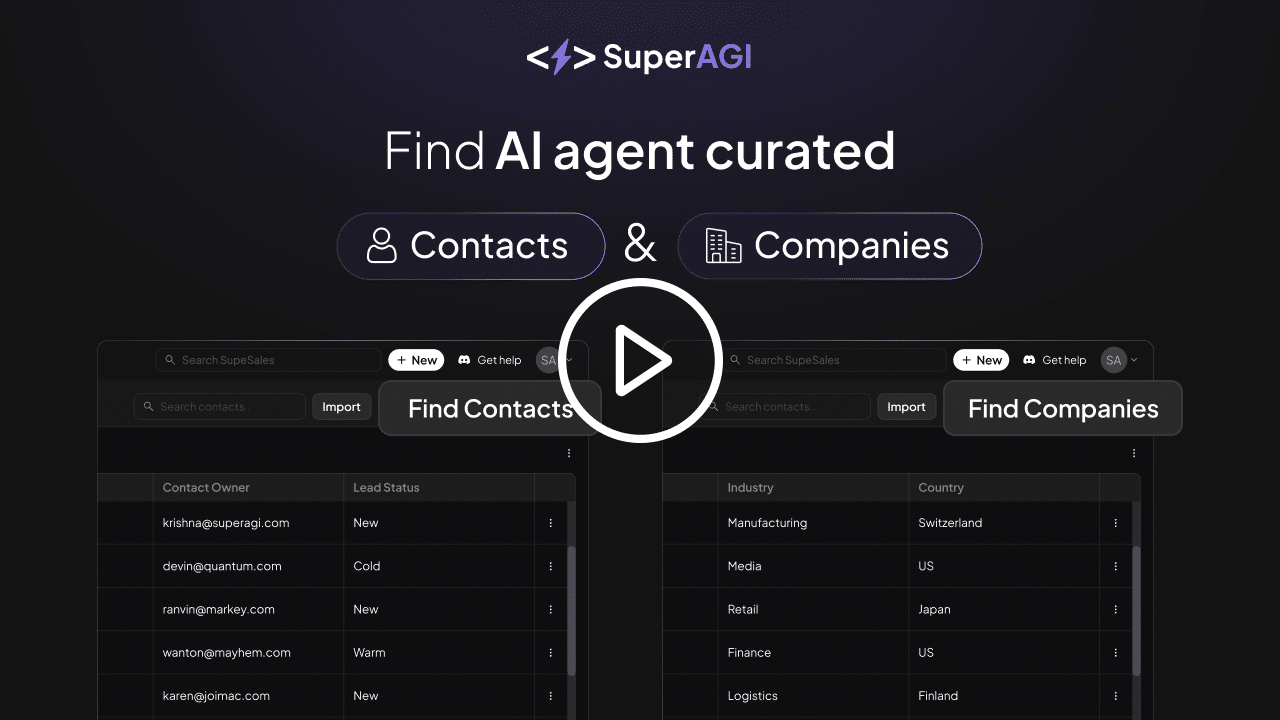 Find Agent curated Contact and Company